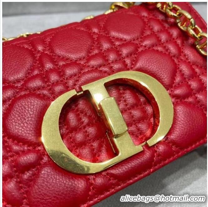 Pretty Style Dior SMALL DIOR CARO BAG red Soft Cannage Calfskin M9241