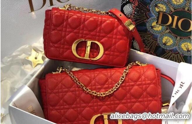 Pretty Style Dior SMALL DIOR CARO BAG red Soft Cannage Calfskin M9241