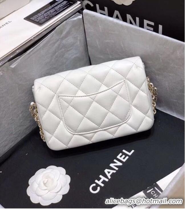 Low Cost Chanel Flap Original Sheepskin Leather mini pearl cross-body bag cf1116 White