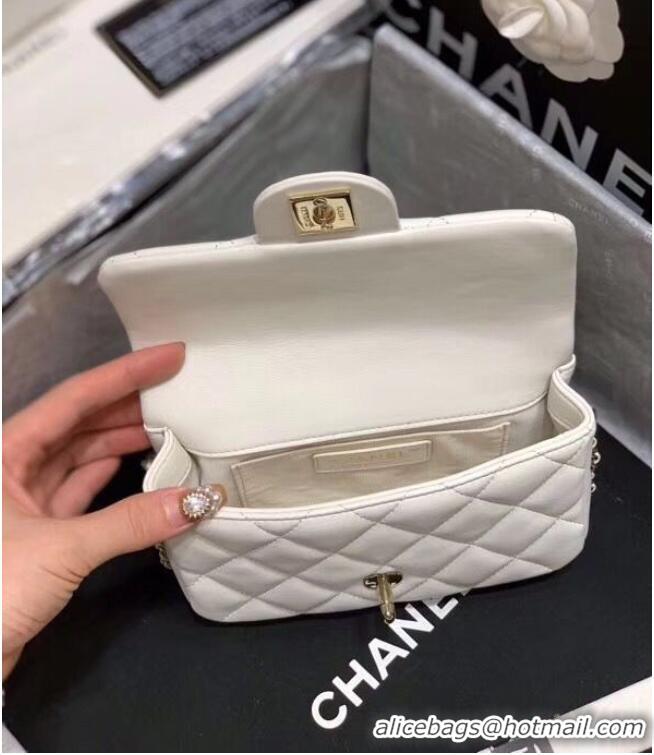 Low Cost Chanel Flap Original Sheepskin Leather mini pearl cross-body bag cf1116 White