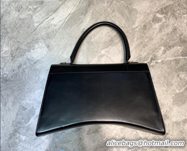 Best Quality Balenciaga Hourglass Large Top Handle Bag in Shiny Box Calfskin B1417 Black/Gold 2020