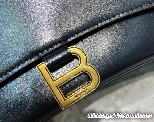 Best Quality Balenciaga Hourglass Large Top Handle Bag in Shiny Box Calfskin B1417 Black/Gold 2020