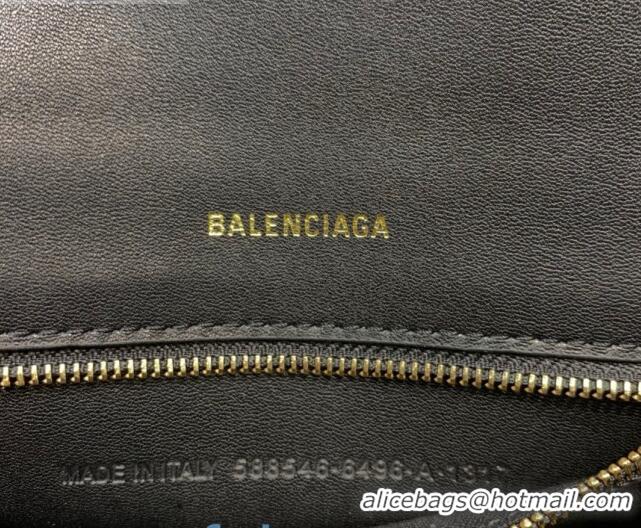 Well Crafted Balenciaga Hourglass Medium Top Handle Bag in Shiny Box Calfskin B1418 Black/Gold 2020