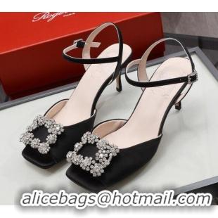 Buy Duplicate Roger Vivier Glitter Sandals 6.6cm 030810 Black