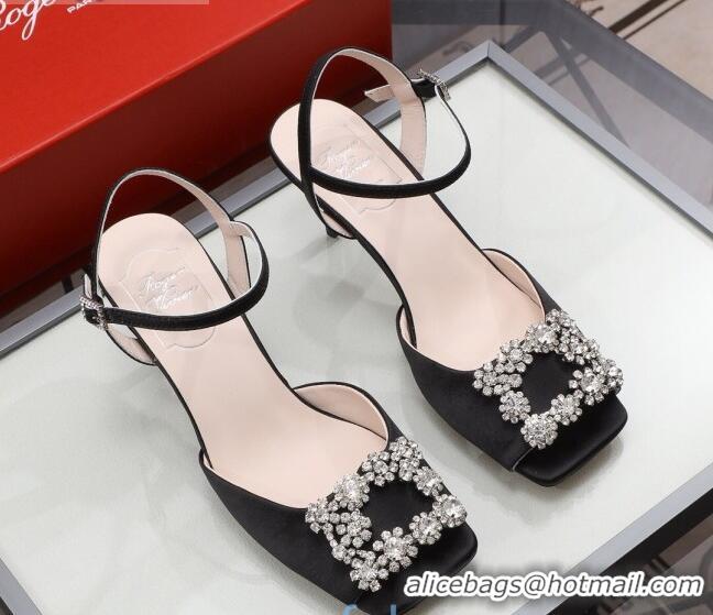 Buy Duplicate Roger Vivier Glitter Sandals 6.6cm 030810 Black