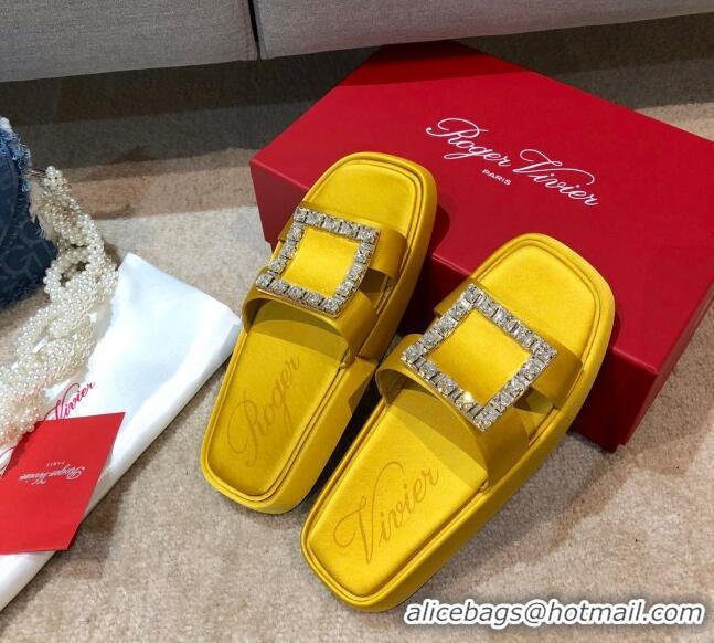 Perfect Roger Vivier Leather Flat Vivier Slide Sandals 032920 Yellow