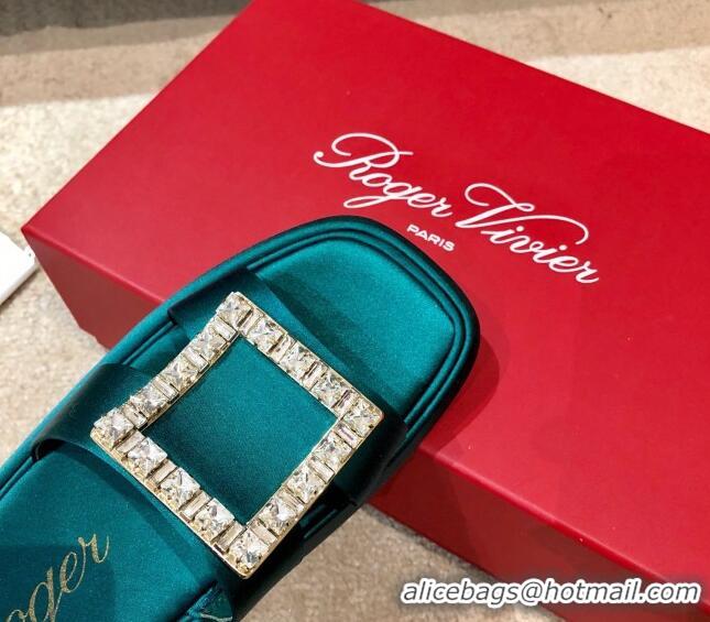 Affordable Price Roger Vivier Leather Flat Vivier Slide Sandals 032920 Green