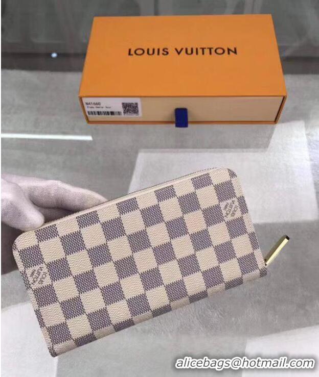 Top Design Louis Vuitton Damier Azur Zippy Wallet N41660 Beige