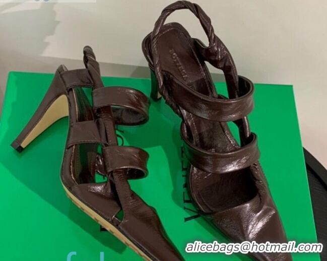 Inexpensive Bottega Veneta Lambskin Twisted Straps Point Sandals 85mm Heel 080635 Coffee Brown