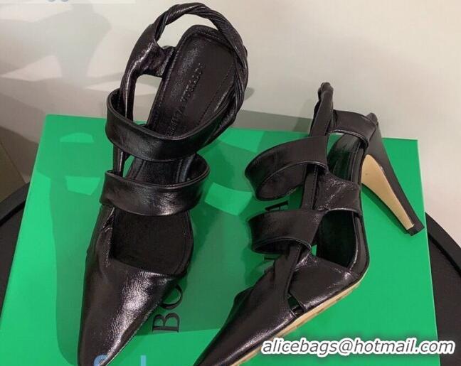 Super Quality Bottega Veneta Lambskin Twisted Straps Point Sandals 85mm Heel 080635 Black