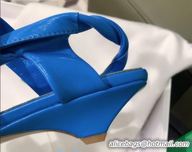 Good Product Bottega Veneta Lambskin Twisted Straps Point Sandals 30mm Heel 080636 Blue