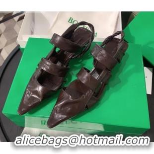 Top Quality Bottega Veneta Lambskin Twisted Straps Point Sandals 30mm Heel 080636 Coffee Brown