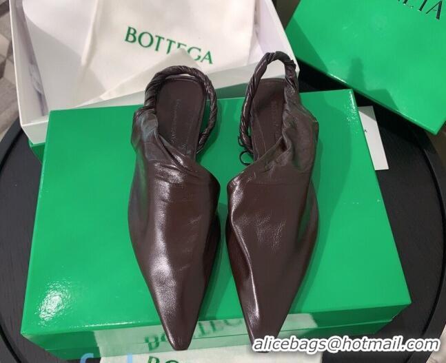 Low Price Bottega Veneta Lambskin Flat Slingbacks 080650 Coffee Brown