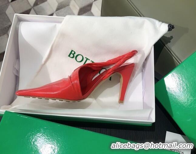 Hot Sale Bottega Veneta Lambskin Slingback Pumps 85mm Heel 080651 Red