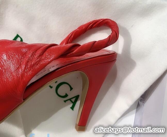 Hot Sale Bottega Veneta Lambskin Slingback Pumps 85mm Heel 080651 Red