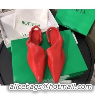 Classic Hot Bottega Veneta Lambskin Flat Slingbacks 080652 Red