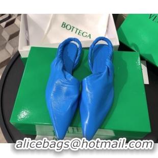 Best Price Bottega Veneta Lambskin Flat Slingbacks Blue 080654