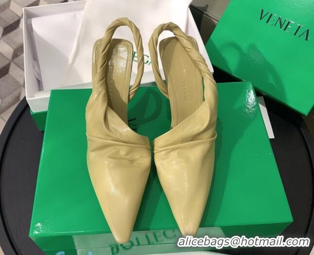 Duplicate Bottega Veneta Lambskin Slingback Pumps 85mm Heel Yellow 080655