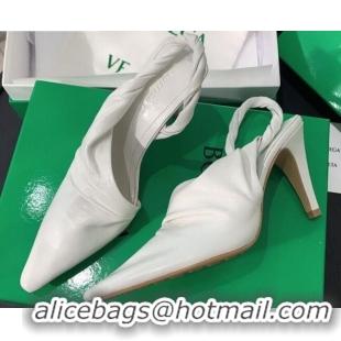 Luxury Bottega Veneta Lambskin Slingback Pumps 85mm Heel White 080657