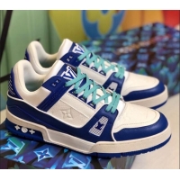 Low Price Louis Vuitton LV Trainer Sneakers 1A812O White/Blue/Green