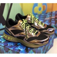 Top Quality Louis Vuitton LV Trail Sneakers in Metallic Leather and Mesh 1A7WK3 Gold/Black