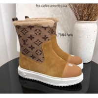 Unique Discount Louis Vuitton Breezy Flat Short Boots in Brown Monogram Suede 111225