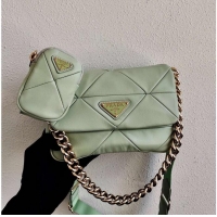 Well Crafted Prada Gaufre nappa leather shoulder bag 1BD292A light green