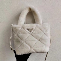 Buy Cheapest Prada Shearling tote 1BG378 White