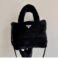 Popular Style Prada Shearling tote 1BG378 black