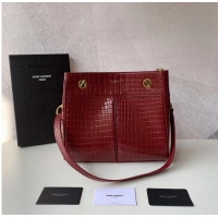 Low Price SAINT LAURENT CASSANDRA IN CROCODILE-EMBOSSED SHINY LEATHER Y862028 red