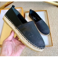 Best Price Louis Vuitton Starboard Monogram Silk Flat Espadrilles 111269 Black