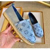 Unique Style Louis Vuitton Starboard Monogram Silk Flat Espadrilles 111269 Blue