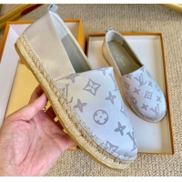 Purchase Louis Vuitton Starboard Monogram Silk Flat Espadrilles 111269 Silver