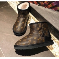 Affordable Price Louis Vuitton Monogram Canvas Wool Short Boots with LV Strap 111435