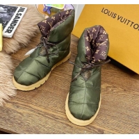 Low Price Louis Vuitton Down Feather Lace-up Waterproof Boots Green/Monogram 111653