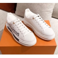 Perfect Louis Vuitton Time Out Leather Sneakers with LV Circle 111667 White