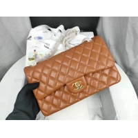 Top Quality Chanel Lambskin Classic Flap Medium Bag A01112 Caramel Gold 