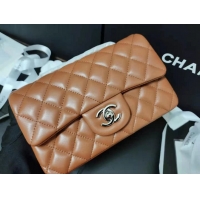 Spot Low Price Chanel Lambskin Classic Flap Medium Bag A01112 Caramel Silver