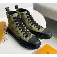 Top Quality Louis Vuitton Stellar Monogram Canvas Sneaker Boot 122179 Khaki Green