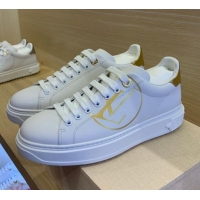 Stylish Louis Vuitton Time Out LV Circle Leather Sneakers 1A8NI1 Gold/White