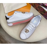 Good Quality Louis Vuitton Time Out White Leather Sneakers 1A8NFV Orange