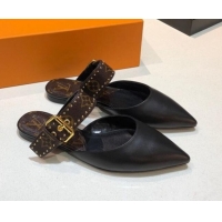 New Fashion Louis Vuitton Calfskin Sofia Flat Mules 1A8O0P Black