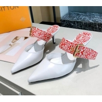 Sumptuous Louis Vuitton LV Crafty Calfskin Sofia Heel Mules 5.5cm 010906 Red/White