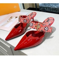 Most Popular Louis Vuitton LV Crafty Patent Leather Sofia Heel Mules 5.5cm 010907 Red