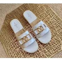 Good Looking Louis Vuitton Monogram Canvas Espadrille Slide Sandals with Rectangle LV Buckle 011104 White