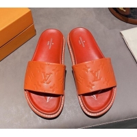 Luxury Louis Vuitton Monogram Supple Leather Flat Slide Sandals 011172 Orange 2021