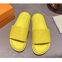 Good Product Louis Vuitton Monogram Supple Leather Flat Slide Sandals 011172 Yellow 2021