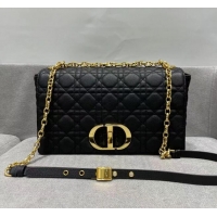 Buy Discount LARGE DIOR CARO BAG Black Soft Cannage Calfskin M9243U