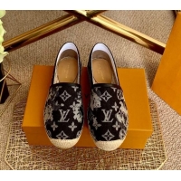 Low Price Louis Vuitton Bidart Espadrilles in Black Monogram Tapestry Denim 012712