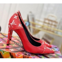 Good Taste Louis Vuitton Game On Cherie Pump 9.5cm in Studded Monogram Canvas 022531 Red